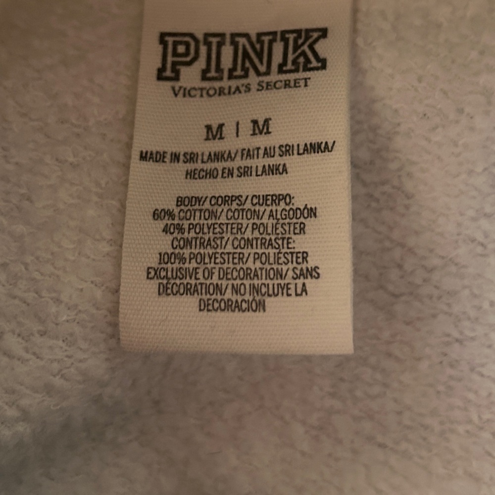 PINK Victoria's Secret size M  Gray and White quarter zip pullover LOVE PINK. - Picture 9 of 10